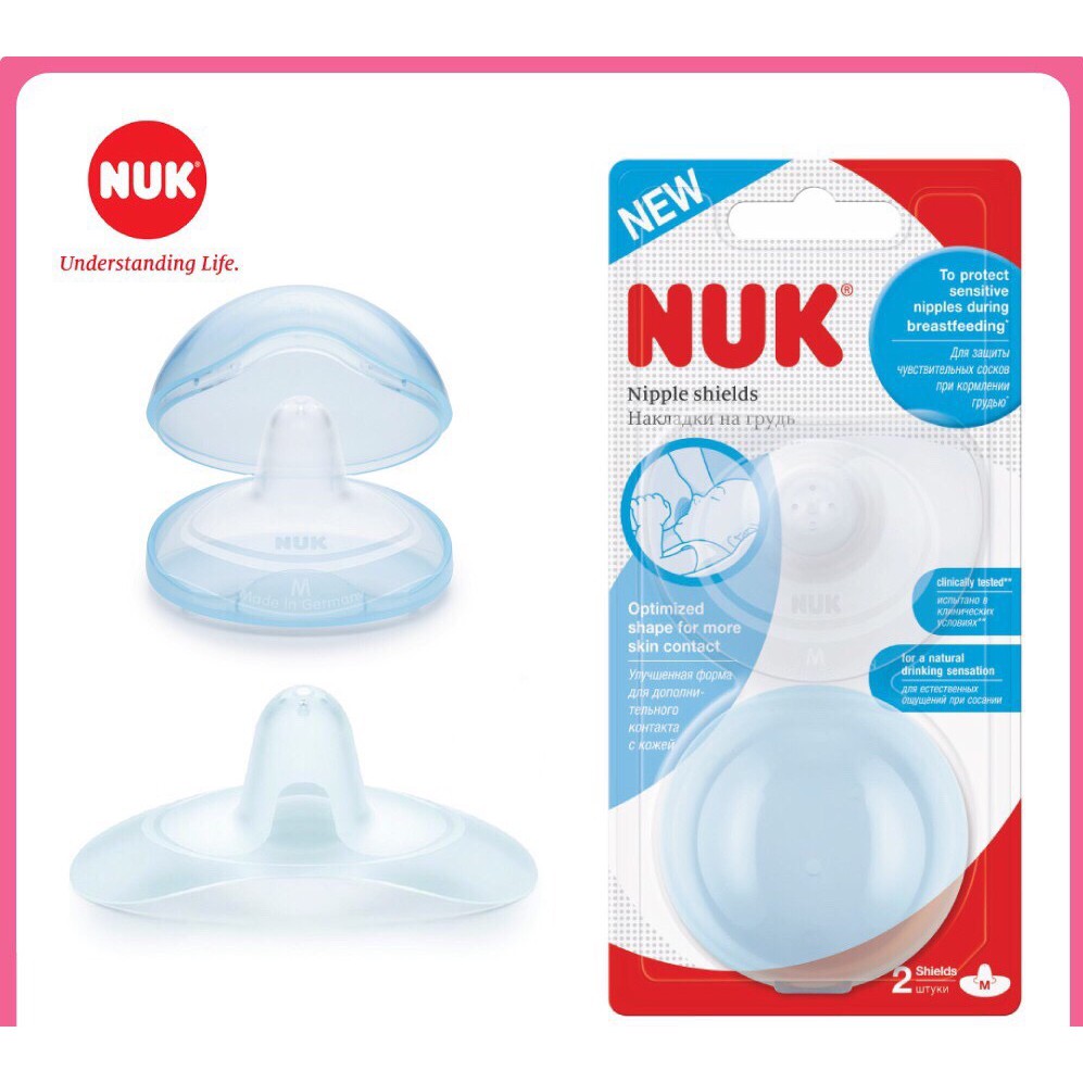 Bộ 2 chiếc trợ ty mẹ kèm hộp đựng NUK - núm trợ ti silicon cho bé bú
