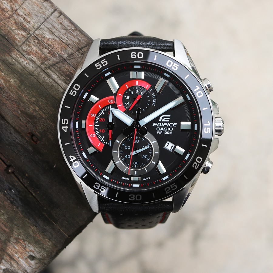 Đồng Hồ Nam Casio Edifice EFV-550L-1AV Dây Da Thật - Nền Mặt Màu Đen - Chính Hãng , bảo hành 12 tháng