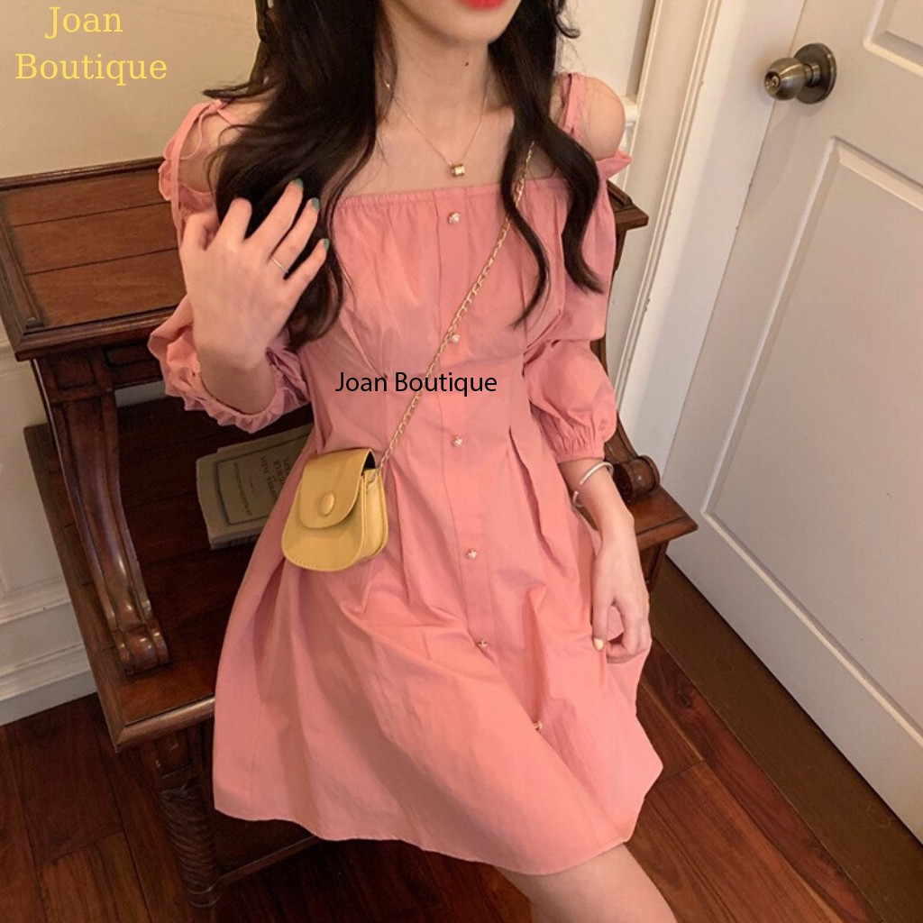 Đầm dự tiệc trễ vai nữ công chúa, váy xinh tiểu thư dáng xòe sang trọng | BigBuy360 - bigbuy360.vn