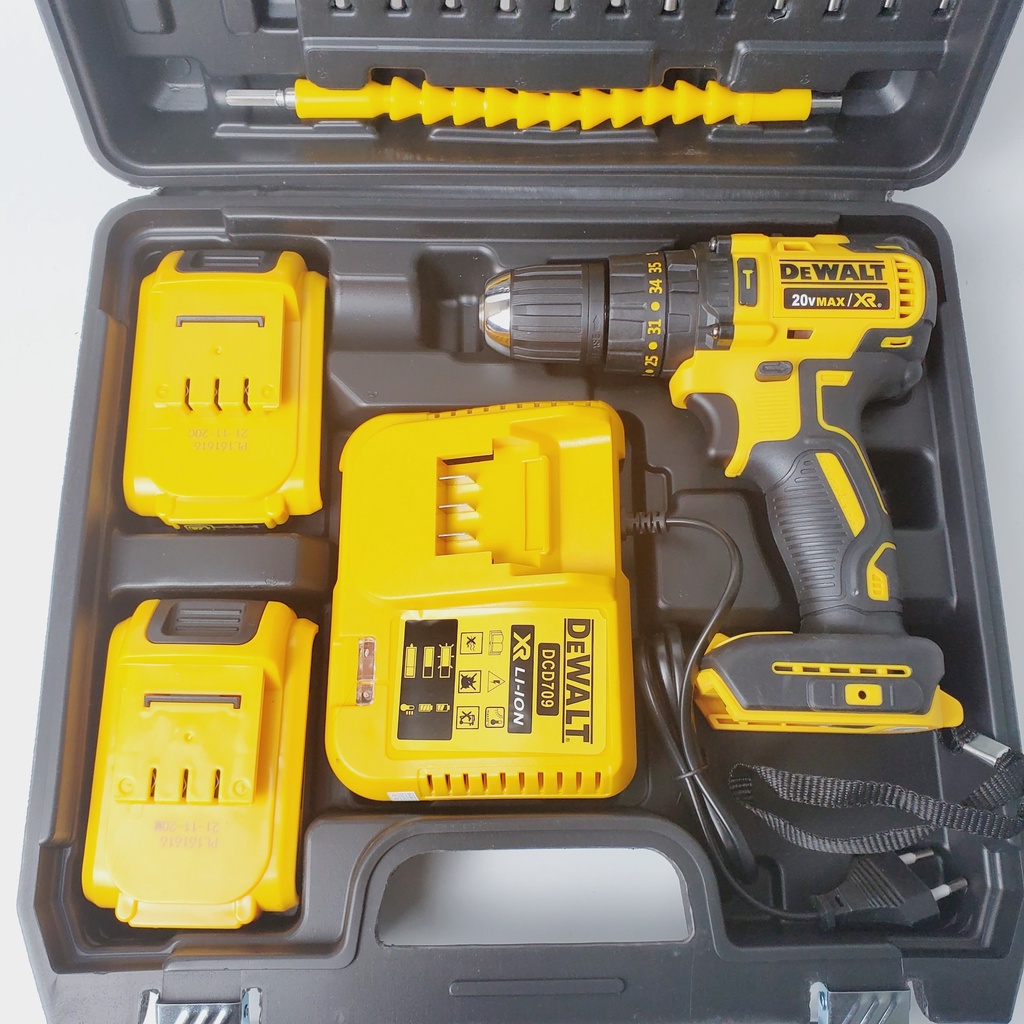 Máy khoan pin dewalt 20v, không chổi than tặng kèm bộ 24 chi tiết
