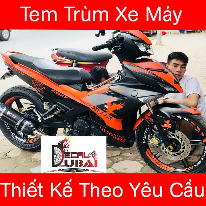 Tem Trùm Xe Exciter 150 Tem Ex150 Cam Đen Đại Bàng Ducati Nhám