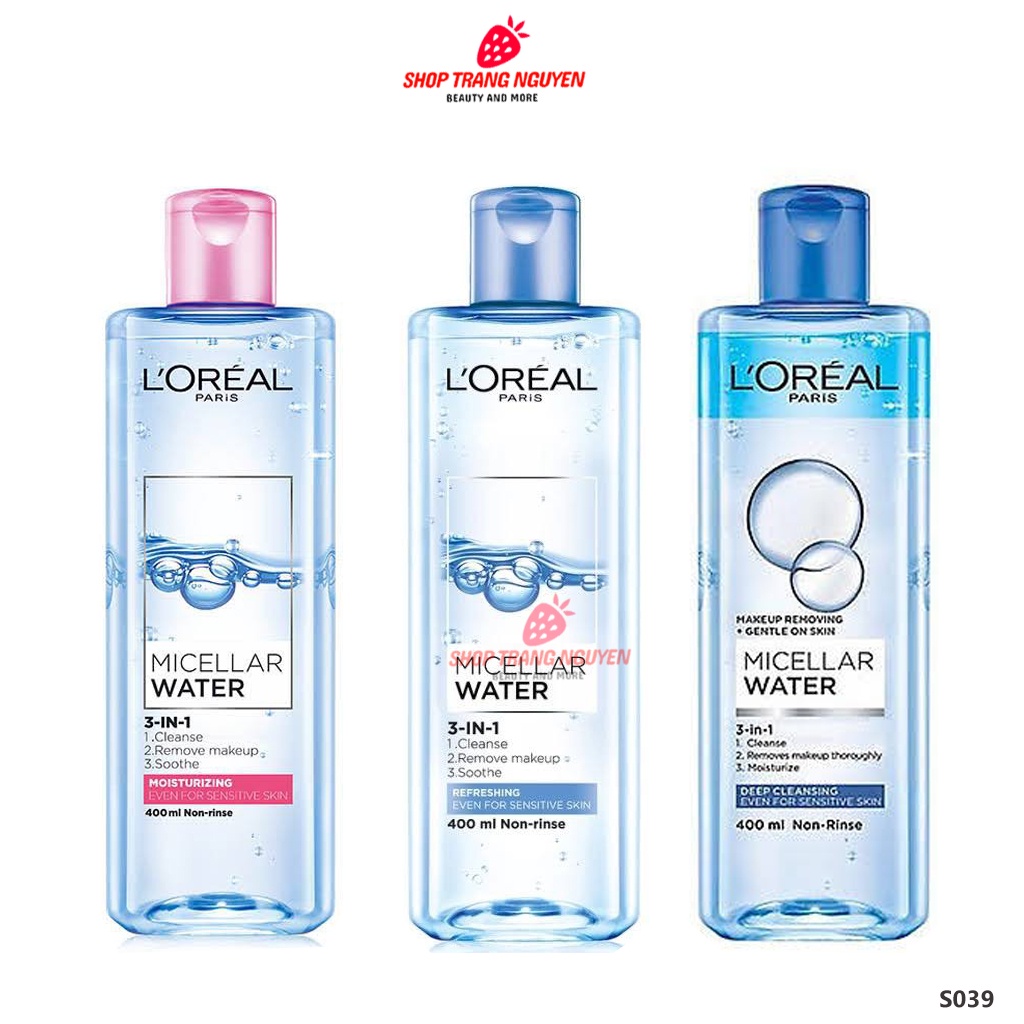 Nước tẩy trang dùng cho mọi loại da Loreal Paris - L'Oreal Paris 3-in-1 Micellar Water