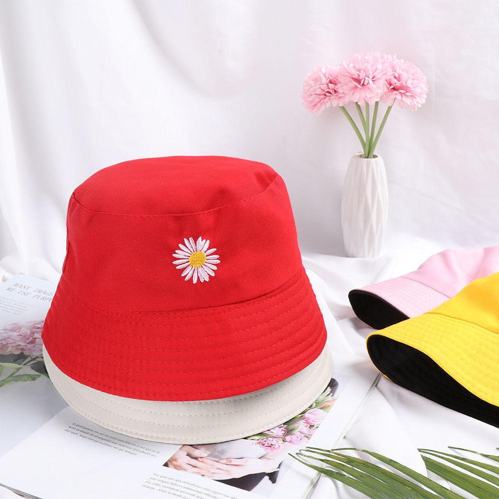 Nón Tai Bèo Hai Mặt Bằng Cotton Họa Tiết Hoa Cúc Nhiều Màu Thời Trang Mùa Hè Cho Nam Và Nữ