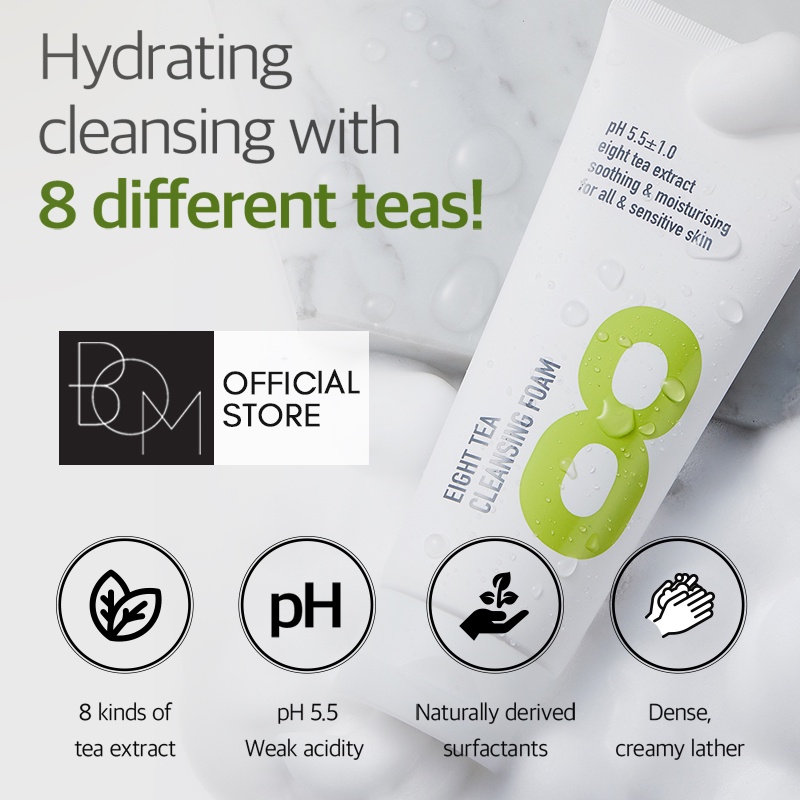 Sữa Rửa Mặt BOM Eight Tea CLeansing Foam Dạng Bọt Làm Sạch Sâu Dành Cho Mọi Loại Da 150ml