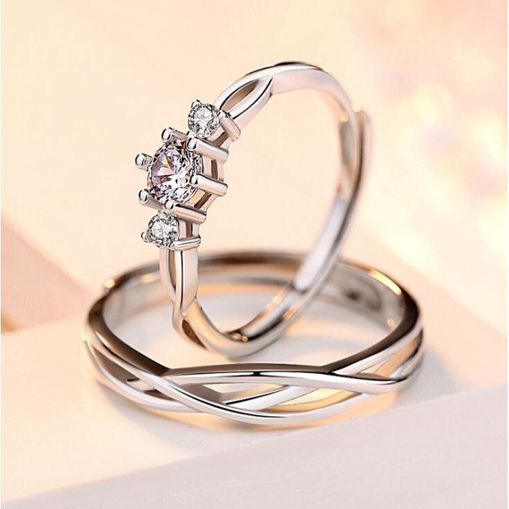 Nhẫn Đôi Mạ Bạc 92.5 Có Thể Điều Chỉnh kilii