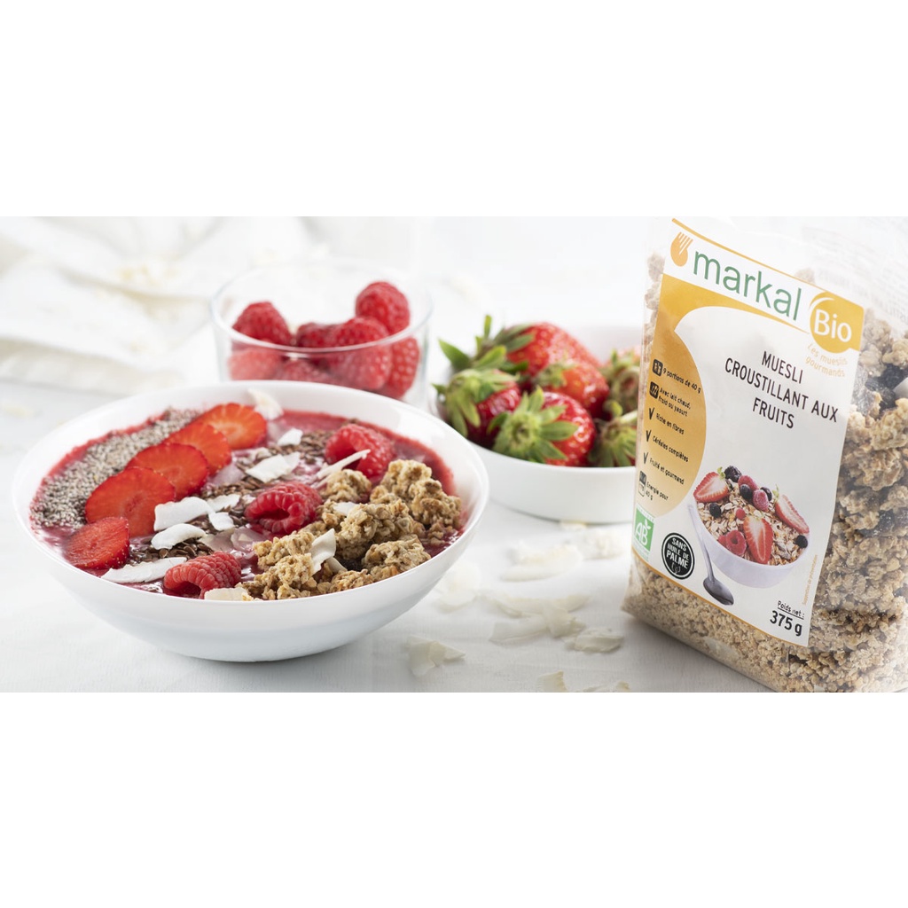 [MARKAL] Ngũ cốc giòn trái cây hữu cơ Muesli Croustillant Aux Fruits Markal - 375gr