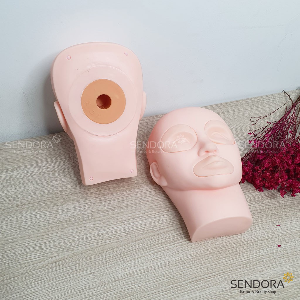 Đầu manocanh silicon mềm học phun xăm, nối mi, massage