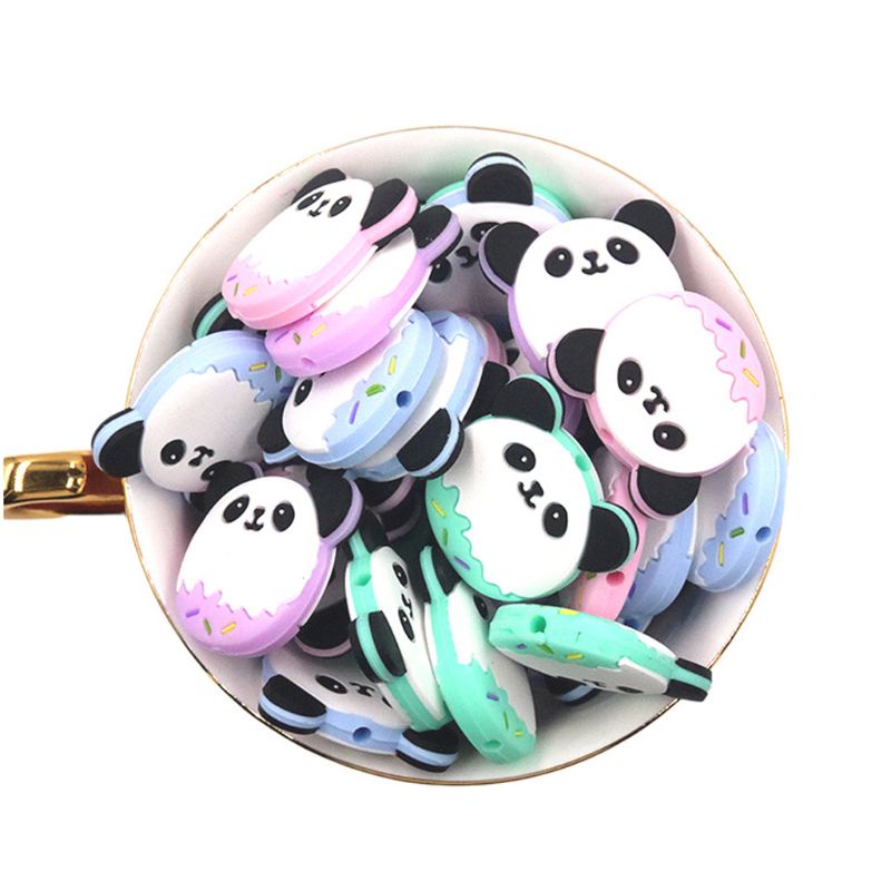 Set 5 Đồ Chơi Xỏ Hạt Silicon Hình Gấu Trúc Hoạt Hình Cho Bé Sơ Sinh Gặm Nướu