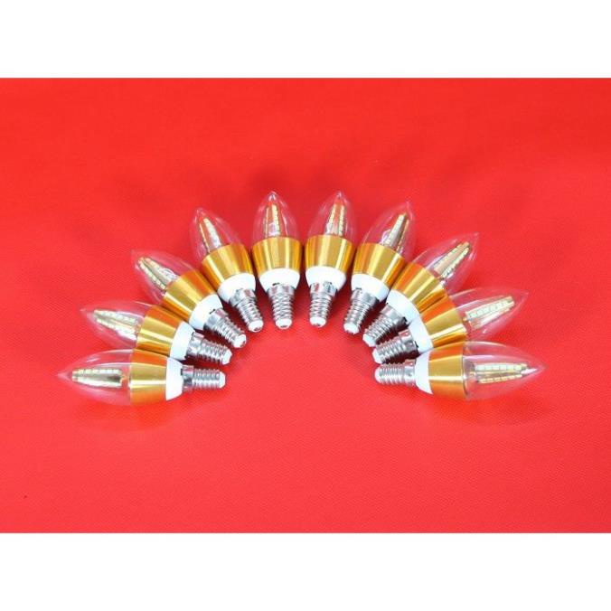 Bộ 10 bóng đèn LED C35 4W hình quả nhót viềm vàng đui E14