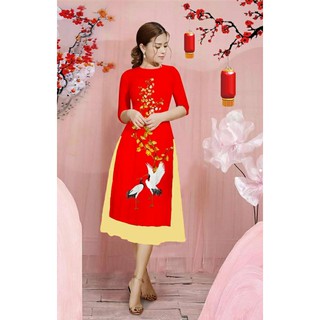 GIÁ XƯỞNG - Áo dài cách tân lụa in 3D ( áo kèm váy)