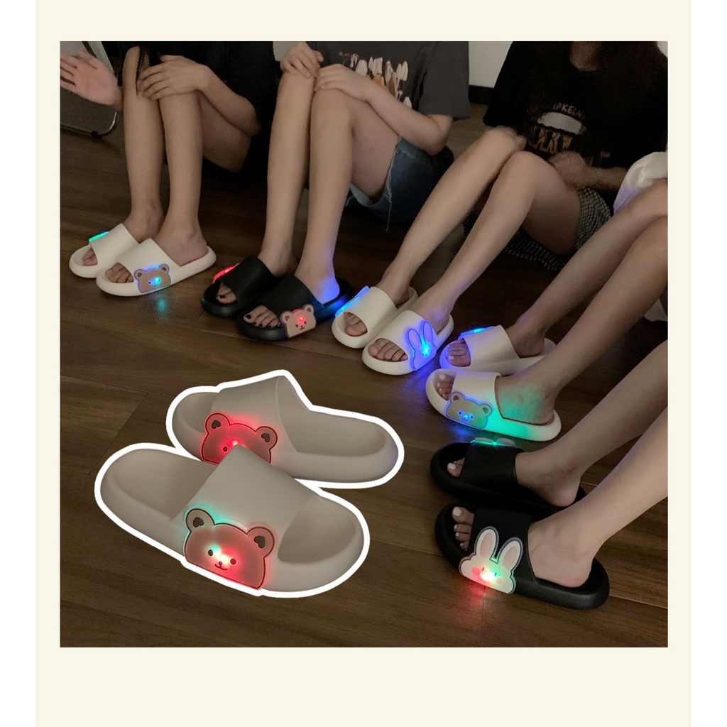 Dép Quai Ngang Đế Dày Bằng Xốp eva dép phát sáng cho nữ Dạ Quang Hình Gấu Dễ Thương Thời Trang Mùa Hè Dành Cho Bạn Nữ Mang Trong Nhà Sinh Viên drag