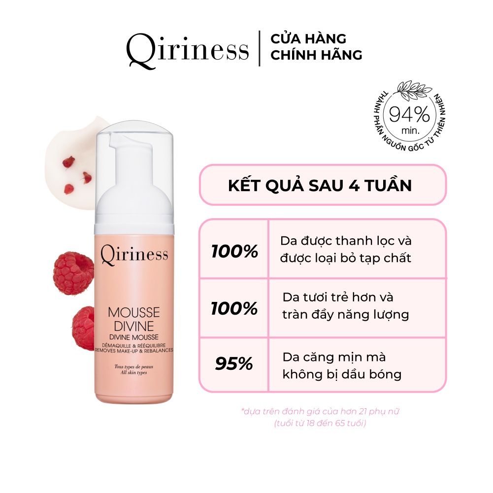 Bọt rửa mặt dịu nhẹ kiềm dầu Qiriness Divine Mousse 125ml