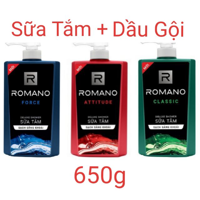 Sữa tắm và Dầu gội Romano 650g