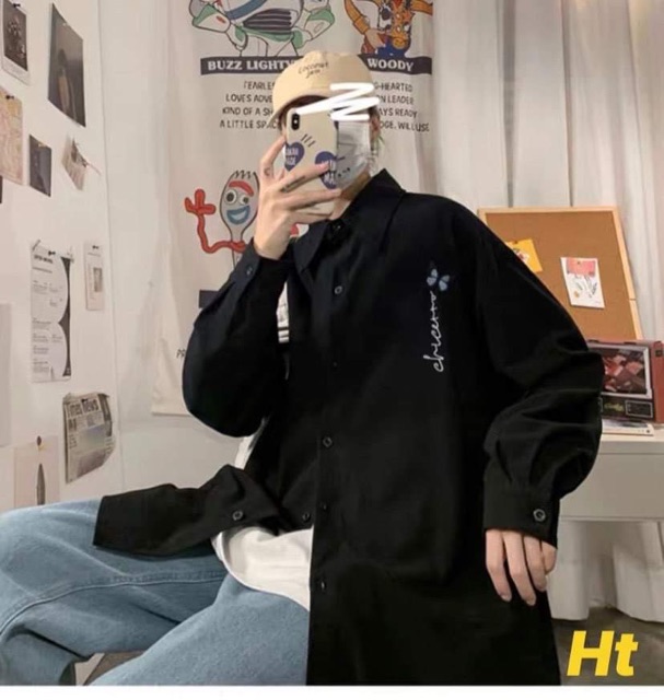 Áo sơ mi dài tay Chữ kí 5D in logo H2A966