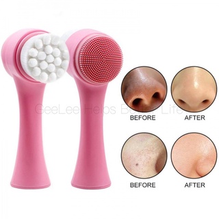 [Hàng mới về] Bàn chải silicon hai mặt mát xa tẩy mụn đầu đen làm sạch chăm sóc da mặt