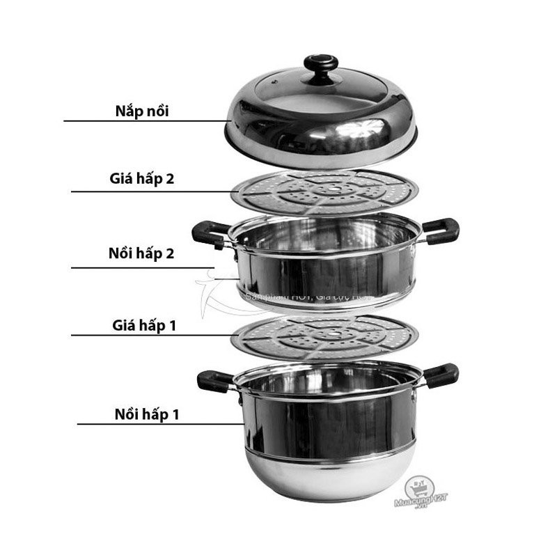 Nồi Hấp 3 Tầng - Nồi Hấp Inox Đa Năng 3 Tầng Dùng Cho Cả Bếp Từ Và Bếp Ga