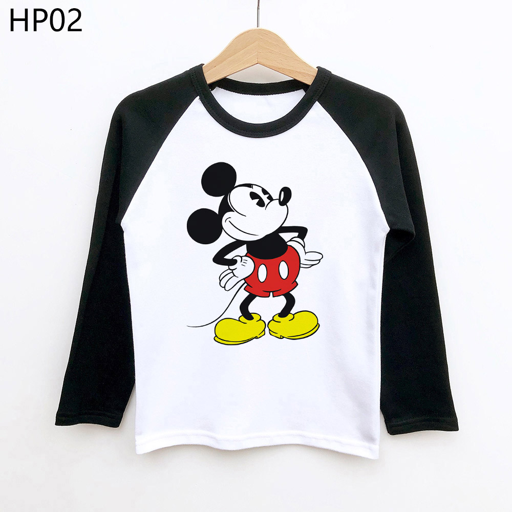 ❀ 2 Màu MICKEY Hoạt Hình In Hình Trẻ Em Đồ Họa Áo Thun Tay Dài Quần Áo Thời Trang Cho Bé Trai Bé Gái