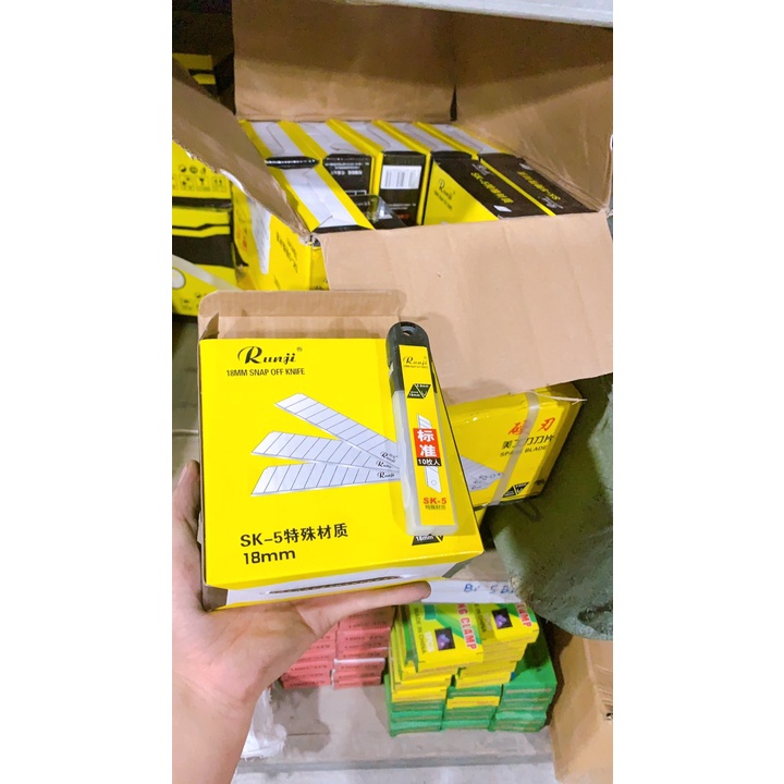 Lưỡi dao rọc giấy lớn nhỏ mini hộp 200 lưỡi dao trổ to dọc cắt