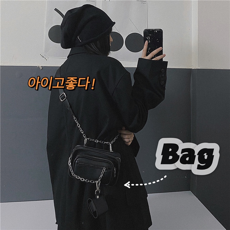 Túi Đeo Chéo Dây Xích Phong Cách Hip Hop Harajuku Retro 19C53