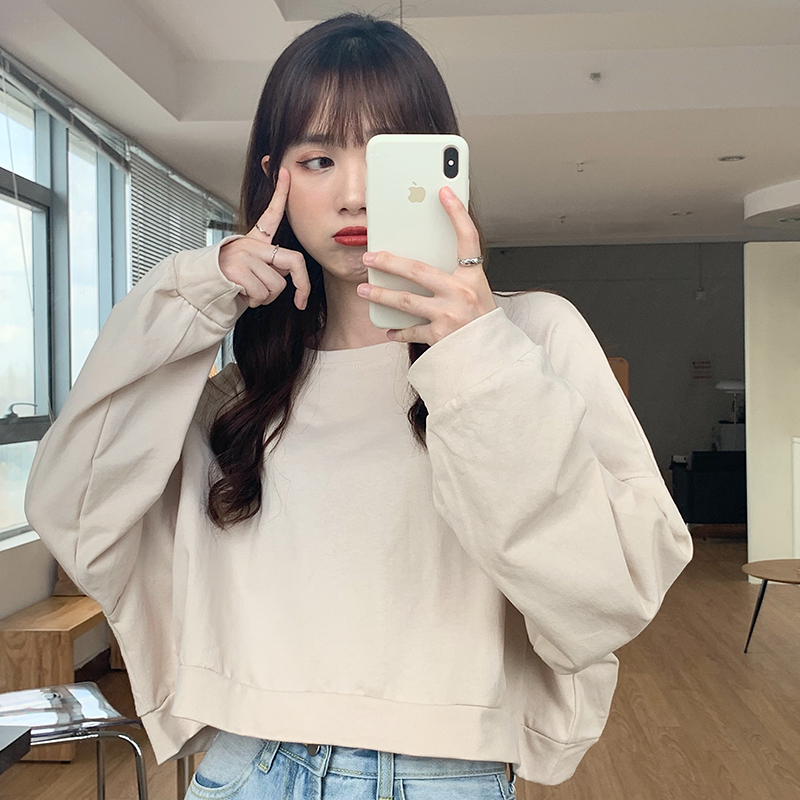 SUXI Áo Sweater Tay Dài Cổ Tròn Dáng Rộng Thời Trang Xinh Xắn Cho Nữ
