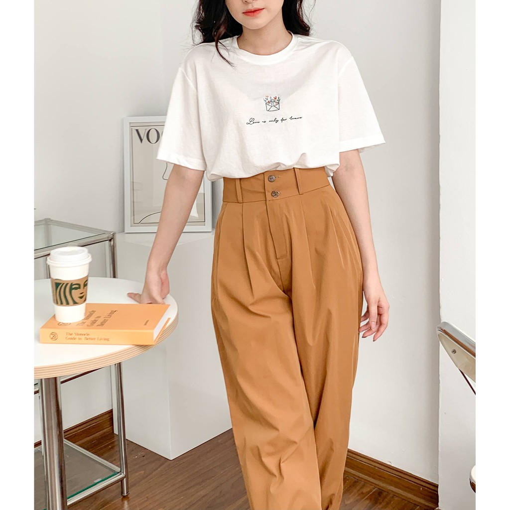 Quần bom 2 cúc nữ MADELEN màu trơn chất vải kaki dáng alibaba
