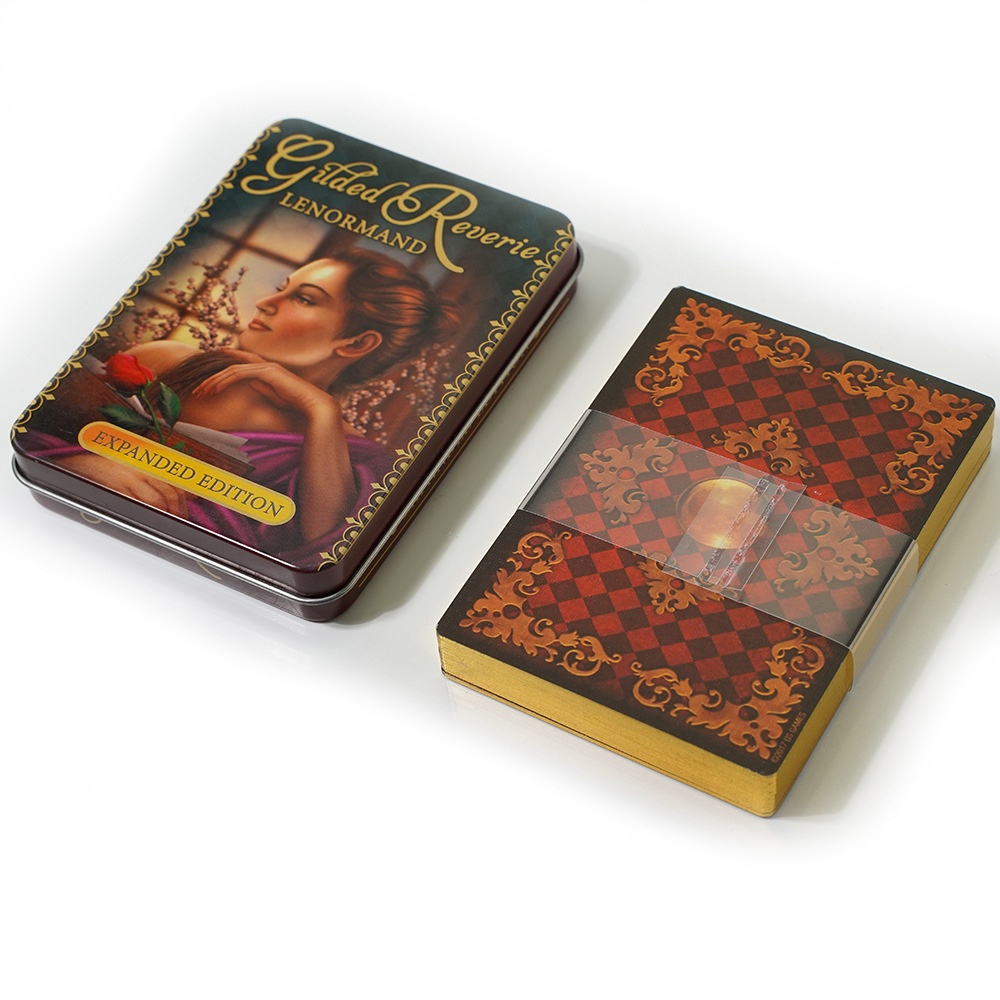 [Mạ Cạnh] Bộ Bài Gilded Reverie Lenormand Hộp Thiếc Mạ Cạnh Vàng 47 Lá Tặng Đá Thanh Tẩy TH198