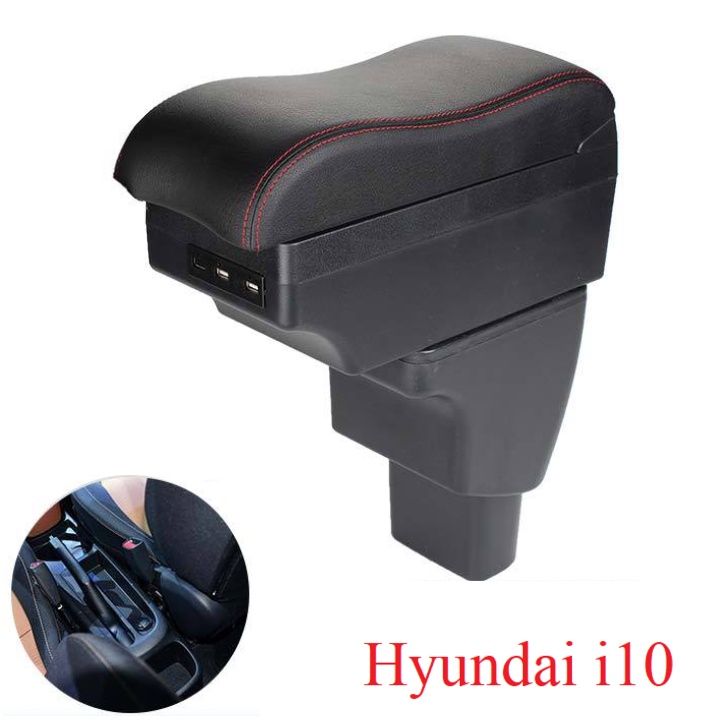 Hộp tỳ tay ô tô cao cấp Hyundai i10 tích hợp 6 cổng USB