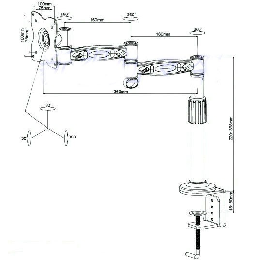 Giá Treo Màn Hình Máy Tính, Tivi TAY ĐỠ 1 MÀN HÌNH 27 INCH GẮN BÀN DLB003 (linh động hơn NB F80)