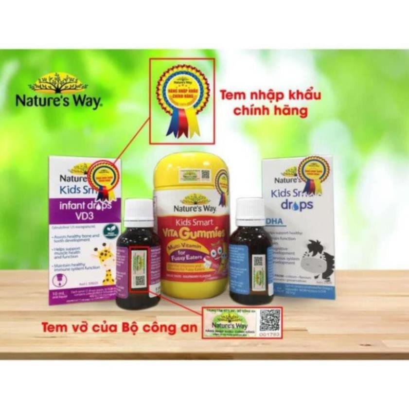 [CHÍNH HÃNG] Kẹo Gôm Nature's Way Kids Smart bổ sung Vitamin tổng hợp cho bé hộp 60 viên