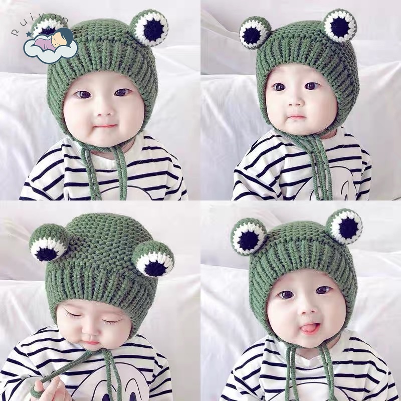 Nón len hình chú ếch dễ thương cho bé