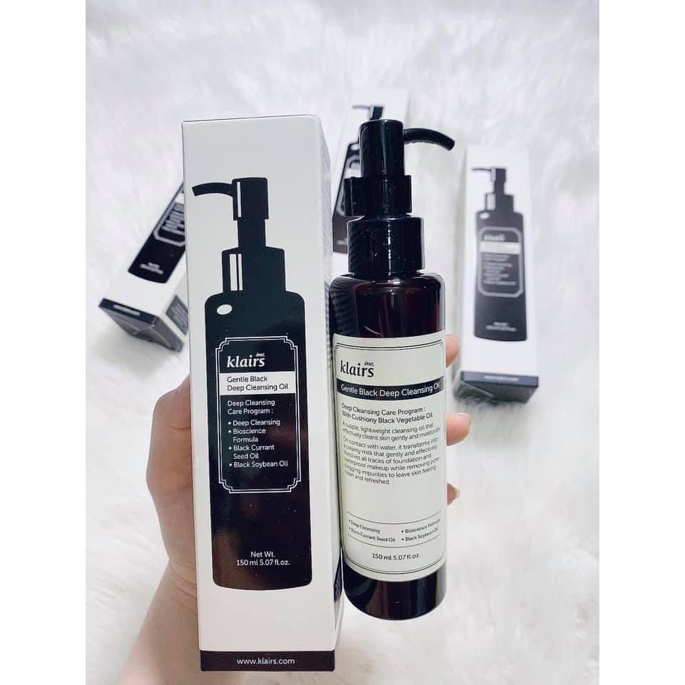 (#Klairs) Dầu tẩy trang Klairs GENTLE BLACK DEEP CLEANSING OIL 150ml [eva.angle.boutique]