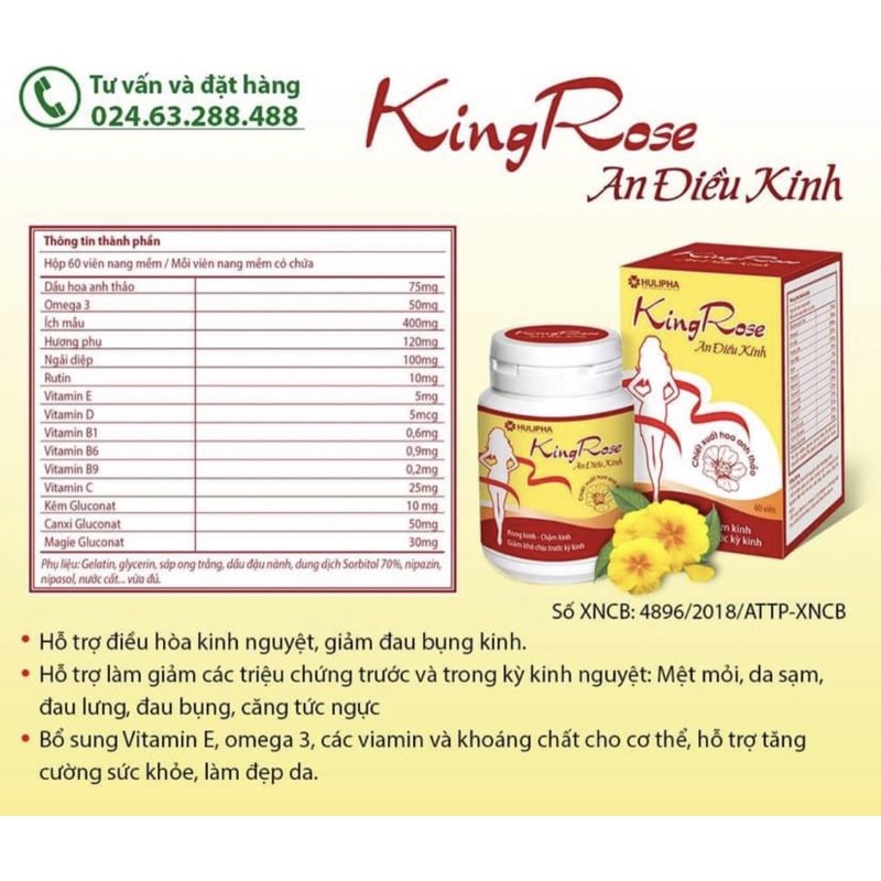 Viên uống An điều kinh Kingrose (King Rose) - Hộp 60 viên