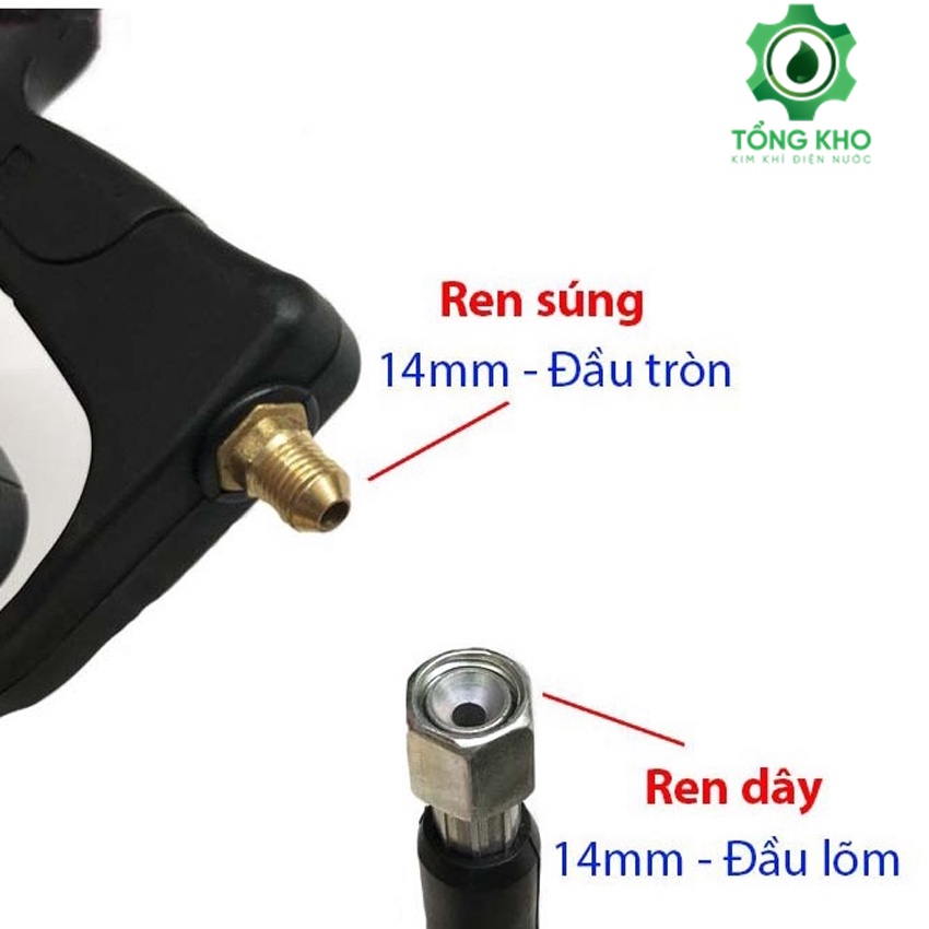 Súng xịt rửa xe ren ngoài 22mm và 14mm, kèm bộ nối nhanh 1/4inch chống trờn ren béc súng - Tổng kho kim khí điện nước