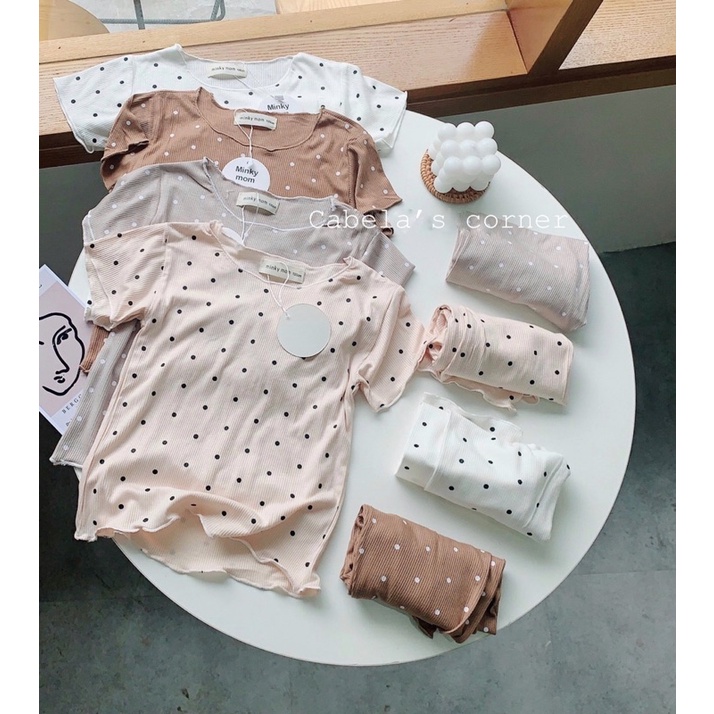 Quần áo trẻ em,Áo bé gái, bộ thun lạnh chấm bi cho bé từ 8-18kg phong cách Hàn Quốc