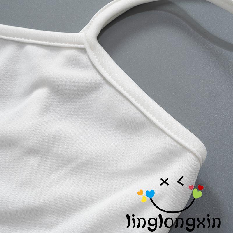 Đầm Hai Dây Dáng Ôm In Chữ Thời Trang Mùa Hè Cho Nữ Linglongxi2