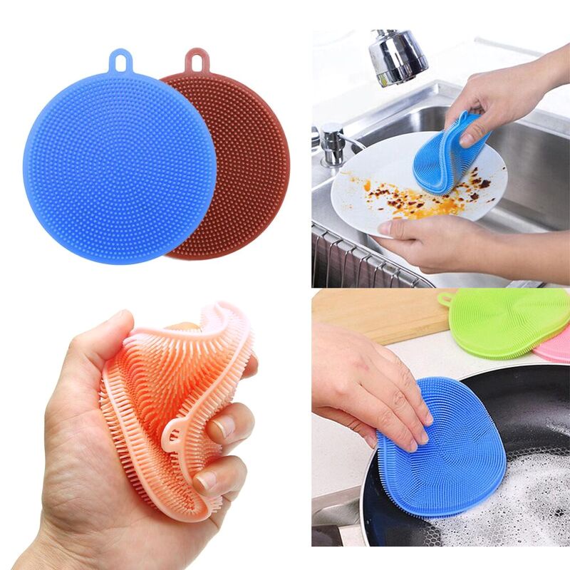 Miếng rửa chén silicone TRÒN - Giao màu ngẫu nhiên