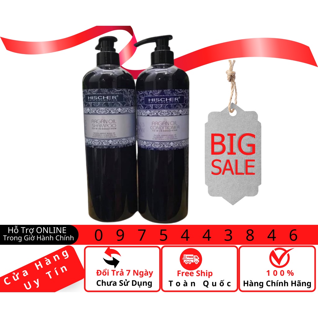 Dầu Gội Xả HISCHER ARGAN OIL 1000ML Ngăn Ngừa Gàu,Giảm Rụng Tóc,Phục Hồi Hư Tổn.Hàng Chính Hãng