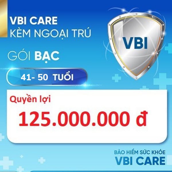 TOÀN QUỐC [E-Voucher] Bảo hiểm sức khỏe - Gói BẠC kèm NGOẠI TRÚ (41-50 tuổi)  VBI - VIETINBANK