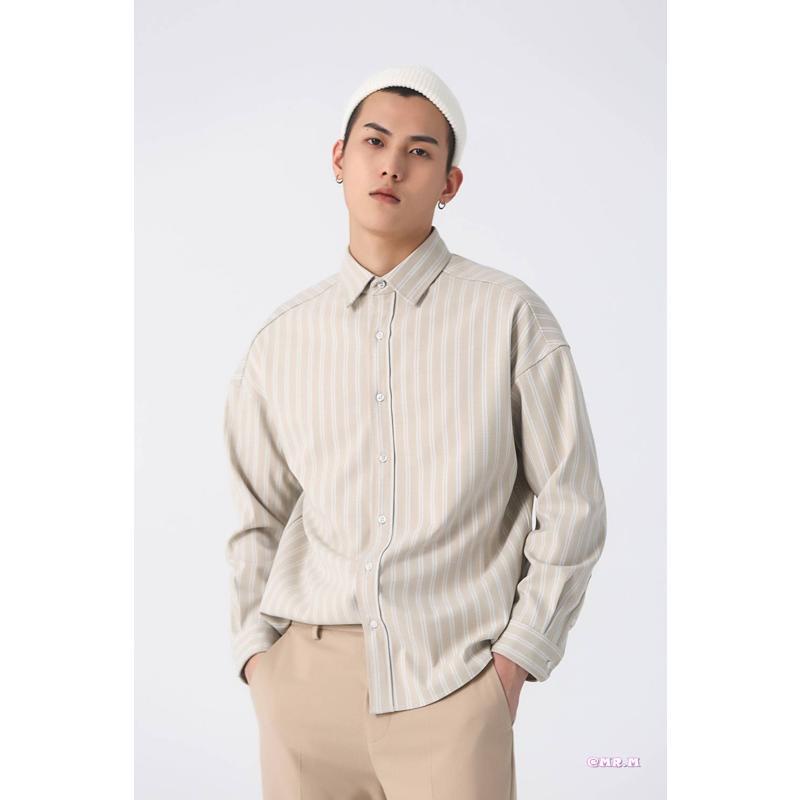 Áo sơ mi nam Áo sơ mi nam dài tay cotton nguyên chât cổ trụ thiết kế viền thoáng mát Áo sơ mi nam thiết kế thời trang chất lượng cực đẹp