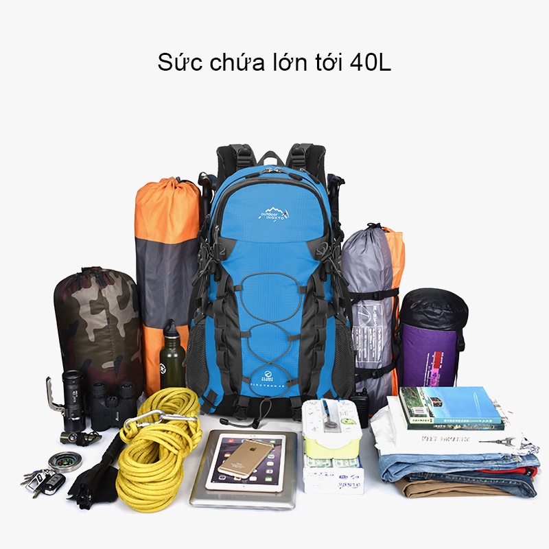 Balo leo núi size lớn 40L nam nữ đi phượt ,trekking, balo du lịch Outdoor Inoxto vải dù chống nước, siêu nhẹ