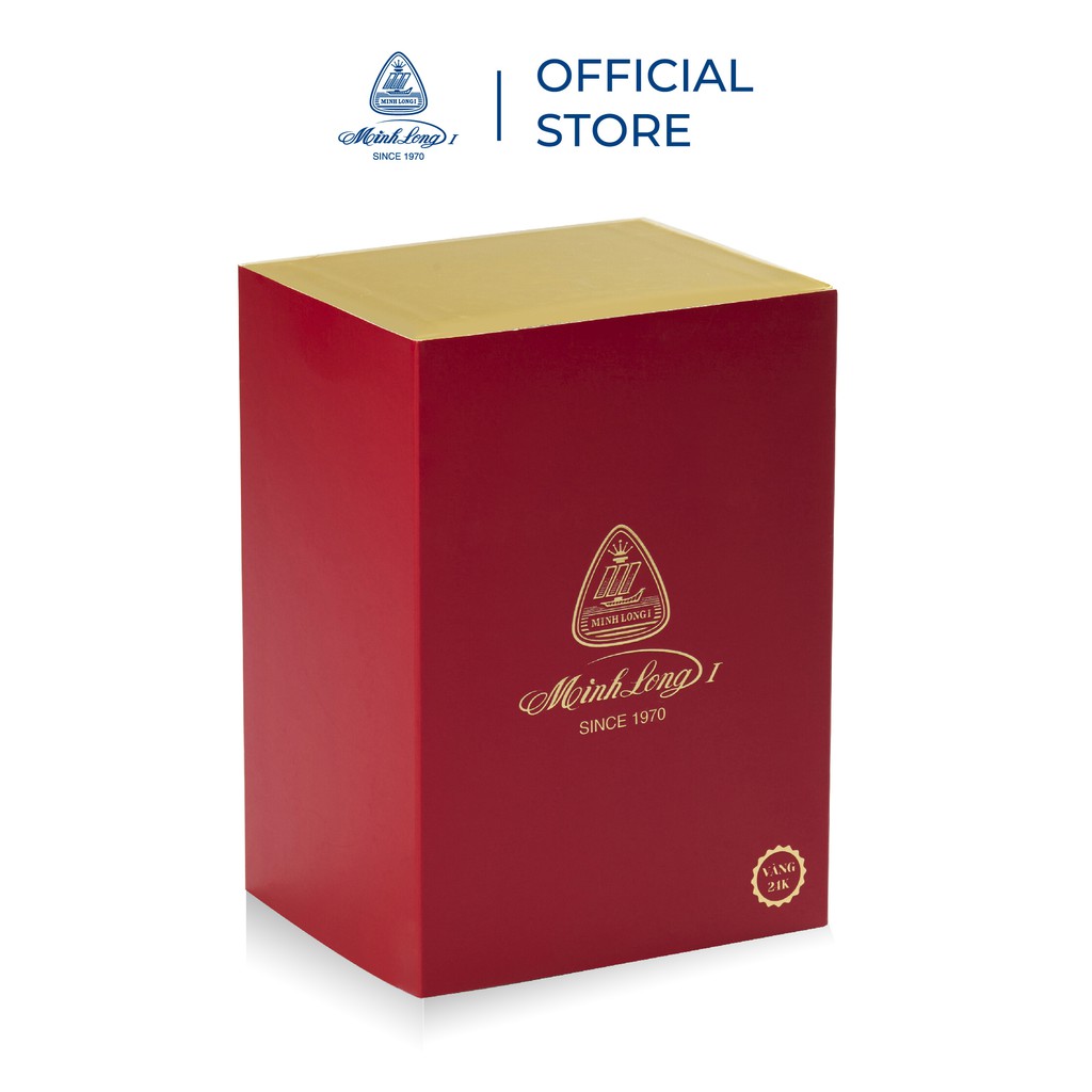 Trâu Hạnh Phúc 9.5cm Minh Long - Màu Trắng - Trang trí vàng 24k | BigBuy360 - bigbuy360.vn