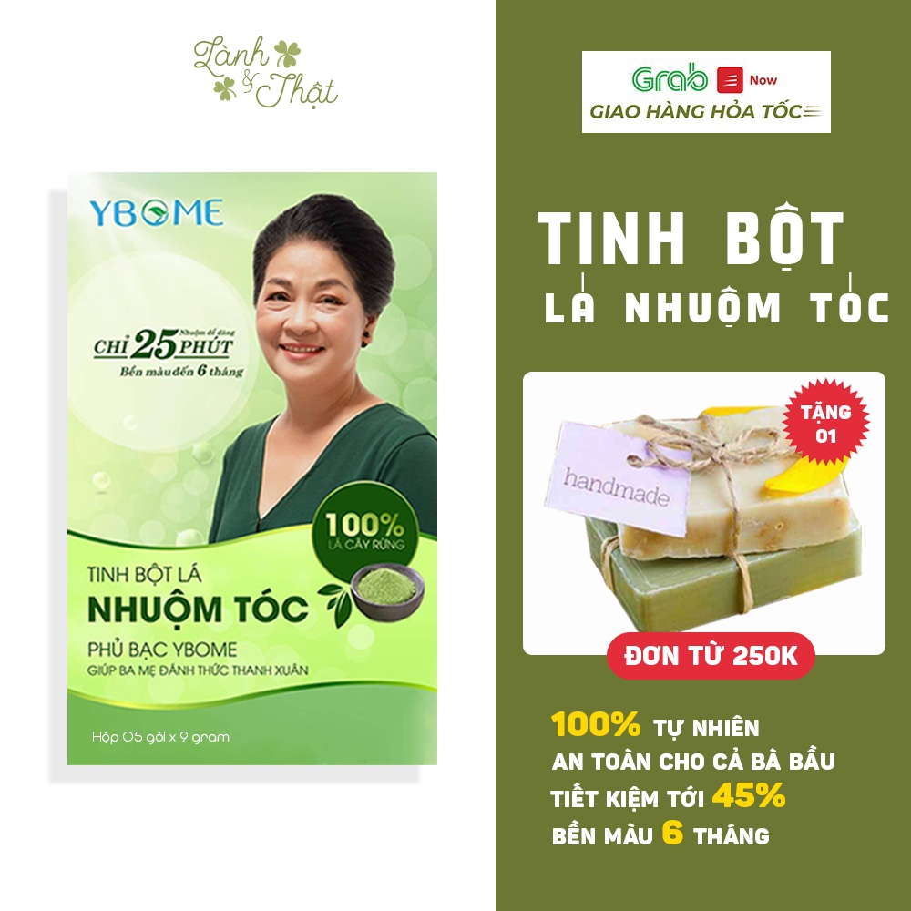 Tinh Bột Lá Nhuộm Tóc Ybome 100% Tự Nhiên Bền Màu Dễ Chịu Tiết Kiệm An Toàn Cho Cả Bà Bầu Hộp 5 Gói