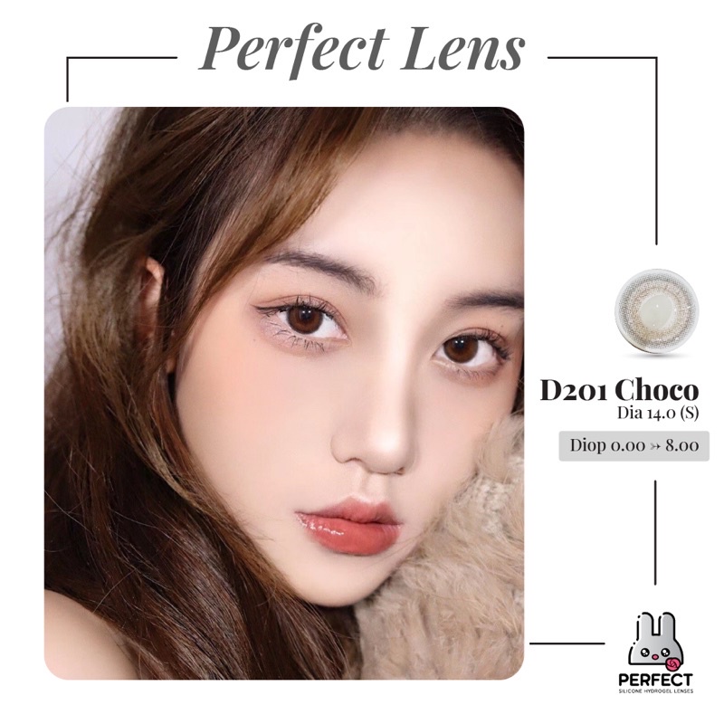 Lens Mắt , Kính Áp Tròng D201 CHOCO Có Độ Cận và Không Độ , DIA 14.0 , Cho Mắt Nhạy Cảm Giá Sale