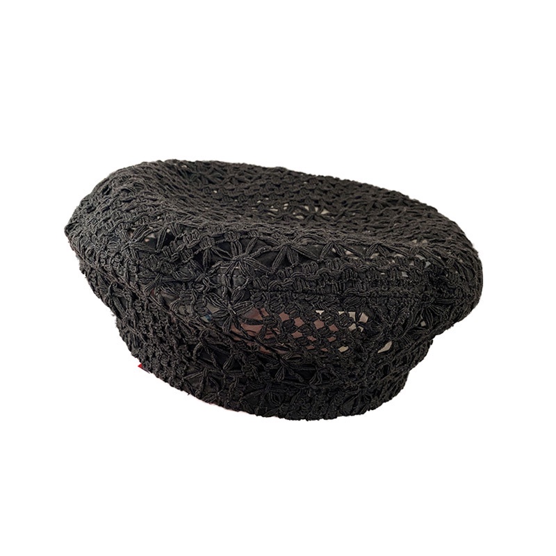 Nón beret phối ren màu trơn thoáng khí thời trang Hàn Quốc cho nữ