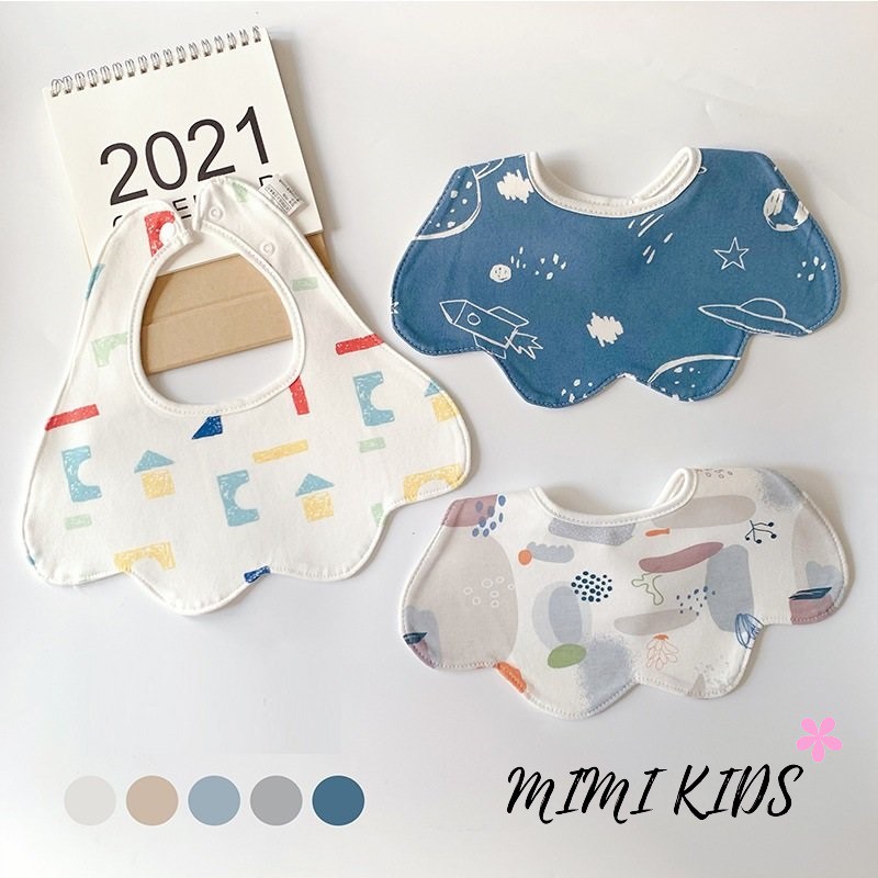 Set 3 yếm cổ hình dẻ quạt Cotton mềm mại cho bé Mimi Kids YC07