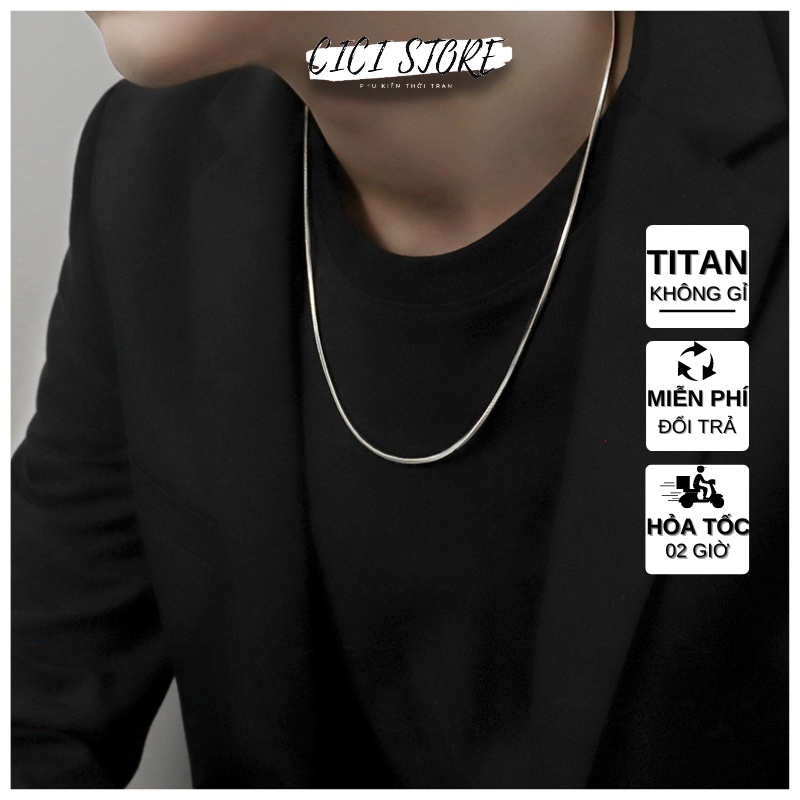 Dây Chuyền Nam Nữ Titan Không Gỉ Trơn Xương Rắn Phong Cách Thanh Lịch