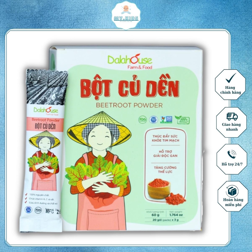 Bột củ dền sấy lạnh nguyên chất Dalahouse hộp 20 gói 3gr