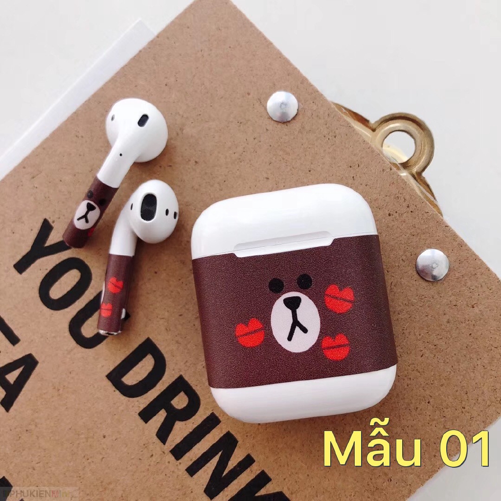 Decal skin trang trí hộp sạc và tai nghe Apple Airpods chống bẩn, hình ảnh độc đáo Tai nghe Apple AirPods giá rẻ