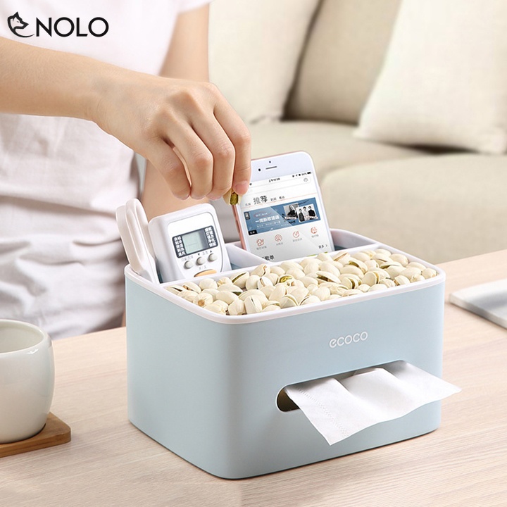 Hộp Đựng Giấy Ăn Để Bàn Nhiều Ngăn Ecoco Model TH109 Chất Liệu Nhựa PP Vừa Giấy Vuông Giấy Chữ Nhật
