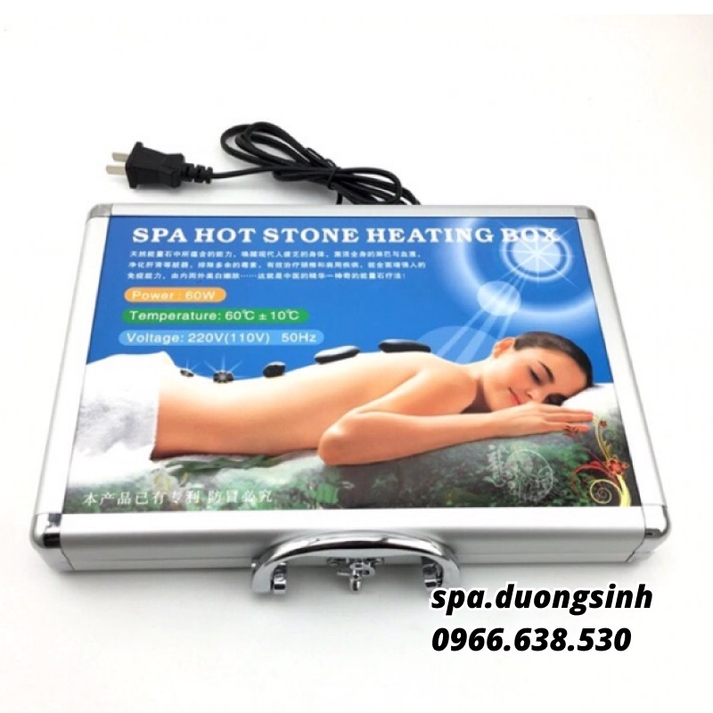 Hộp Hấp Đá Nóng Mát Xa Cắm Điện Kèm Bộ 16 Viên Đá Nóng Cao Cấp, Đá Nóng Massage Body Spa Dưỡng Sinh